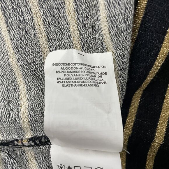 John Galliano Women's Medium Black & Gold Striped Designer Stretch Blouse Y2K - Picture 9 of 9